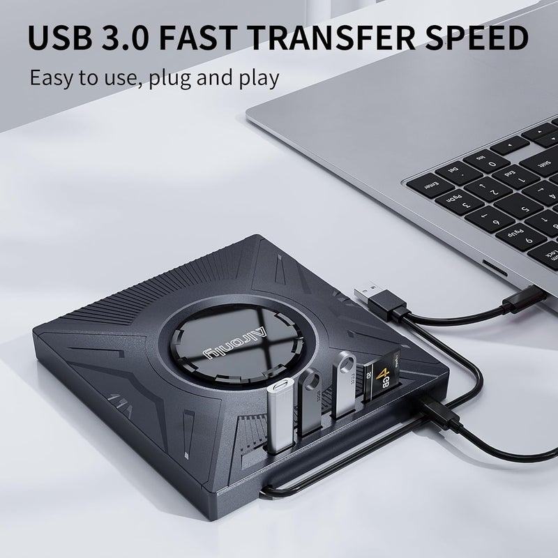 Alronly External CD/DVD Drive for Laptop/PC, USB 3.0 Type-C USB Portable Player for Computer CD DVD +/-RW Disk Drive CD Burner Writer Reader Compatible with Desktop Windows Apple (Multifunctional) - Image 4